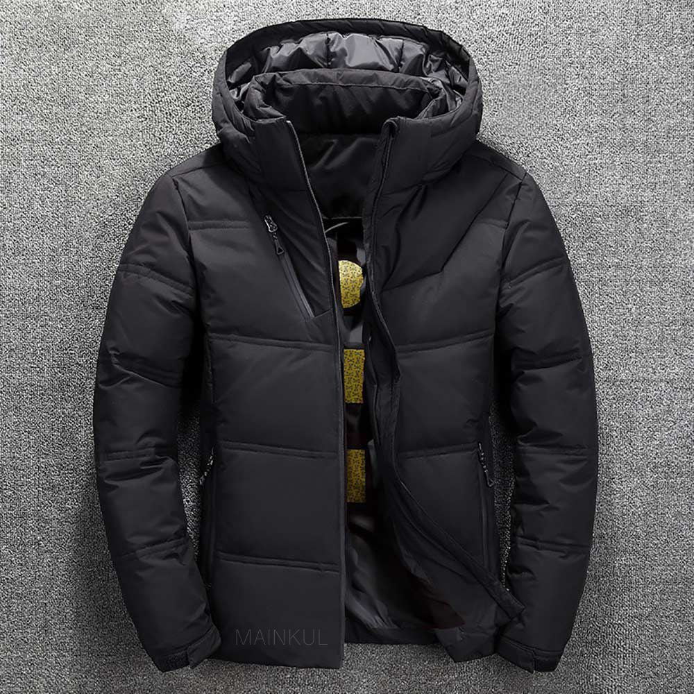 Men Casual Autumn Stand Collar Puffer Thick Parka Jacket