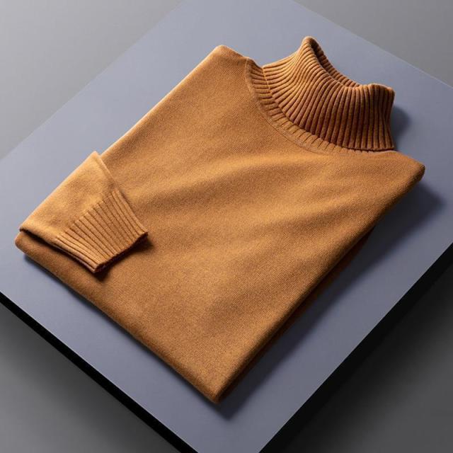 Classic Solid Style Turtleneck Knit Sweaters