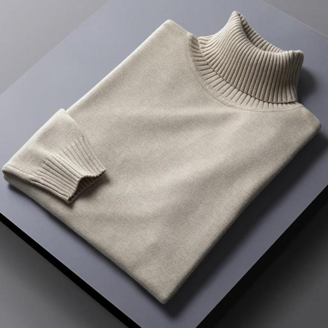 Classic Solid Style Turtleneck Knit Sweaters