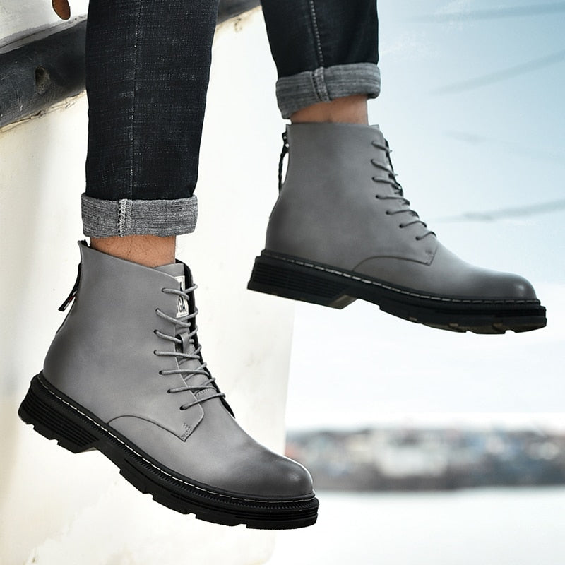 Leather Lace Up Fashion Chelsea Boot