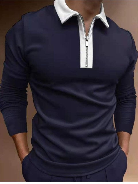 Men Fashion Long Sleeve Polo Casual Shirts