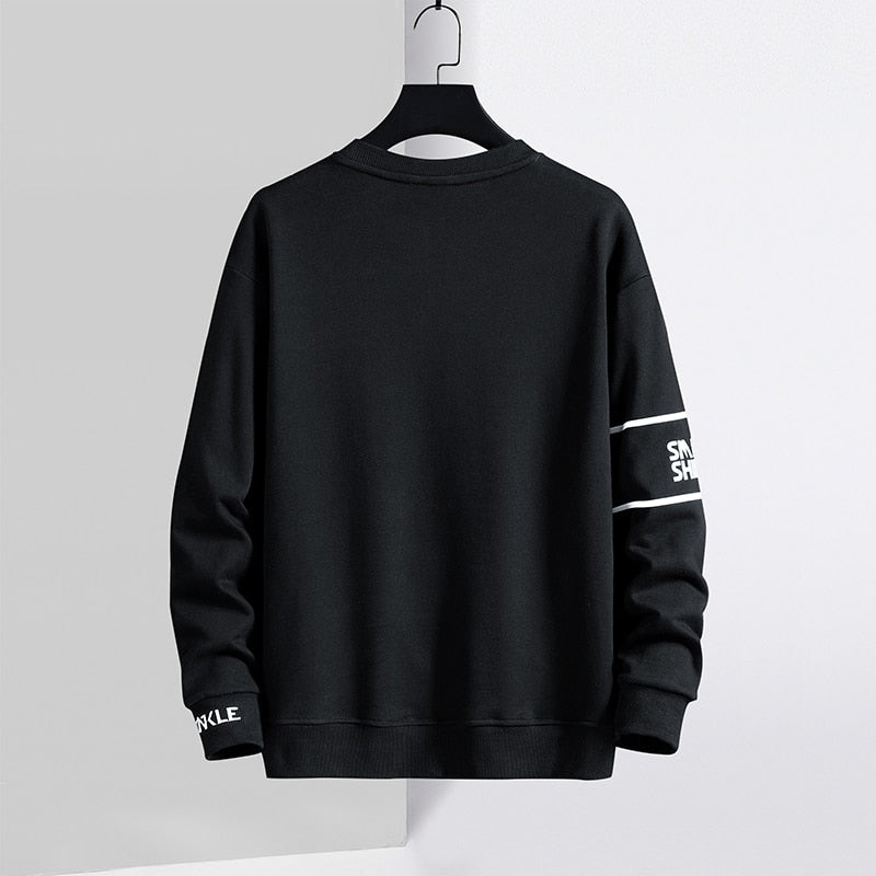 Men Streetwear Black Letter Printed Sweatshirts + Pants Tracksuit