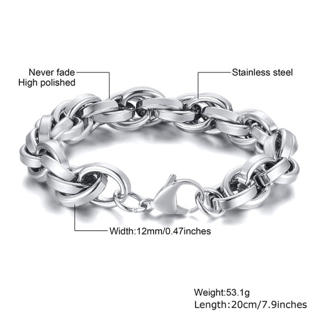 Men Twisted Rope Chain Bracelet