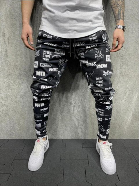 Men's Fashion 3D Printing Slim-Fit Sweatpants