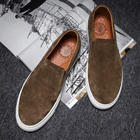 Fashion Shoes Natural Leather Slip On Sneakers