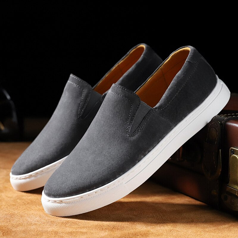 Fashion Shoes Natural Leather Slip On Sneakers