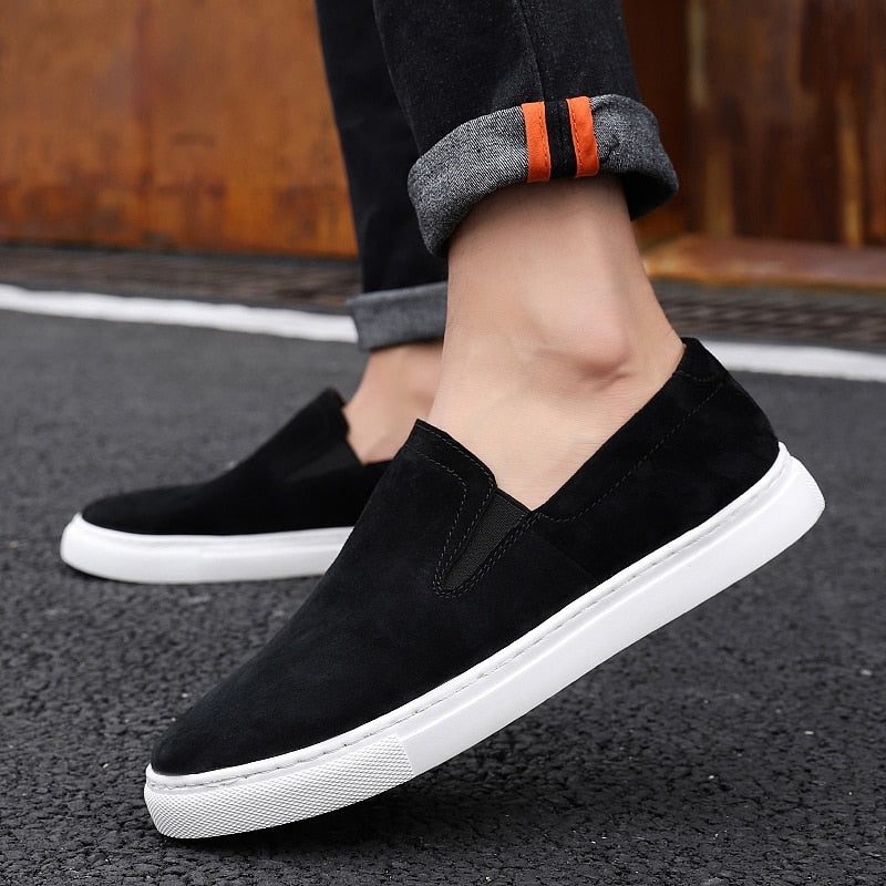 Fashion Shoes Natural Leather Slip On Sneakers