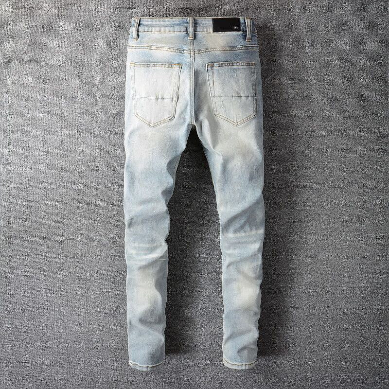 Men Stretch Painted Skinny Denim Jeans