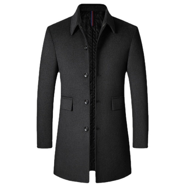 Mid-length Slim-fit Woolen Coat