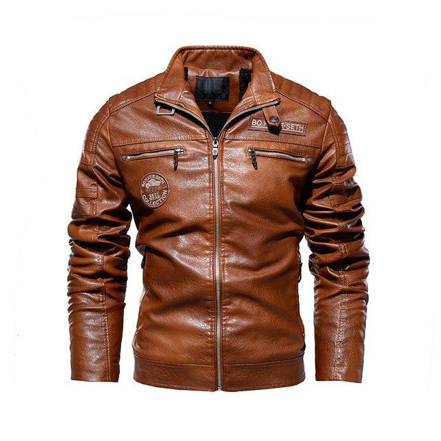 PU Leather Casual Windbreaker Jacket