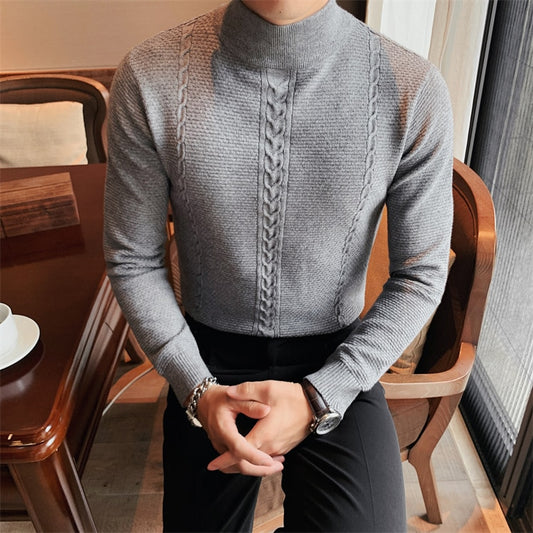 British Style Casual Knitted Turtleneck Sweater