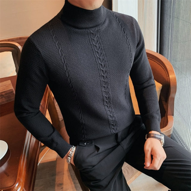 British Style Casual Knitted Turtleneck Sweater