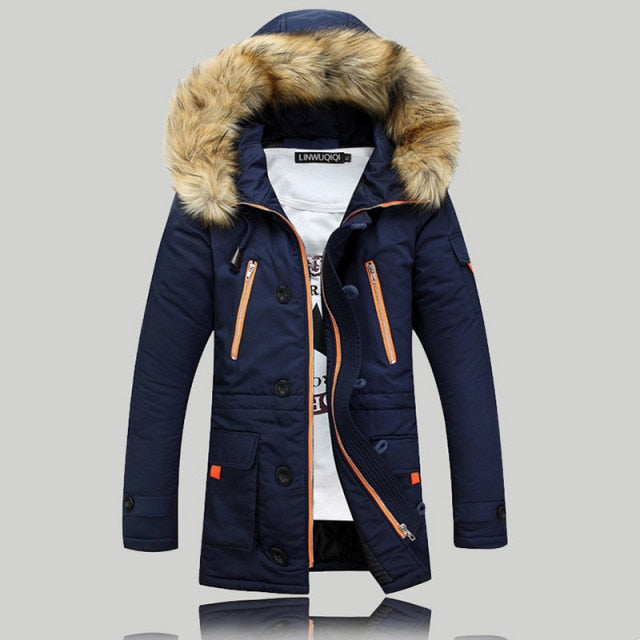 Men's Fur Collar Winter Hooded Parkas Jacket
