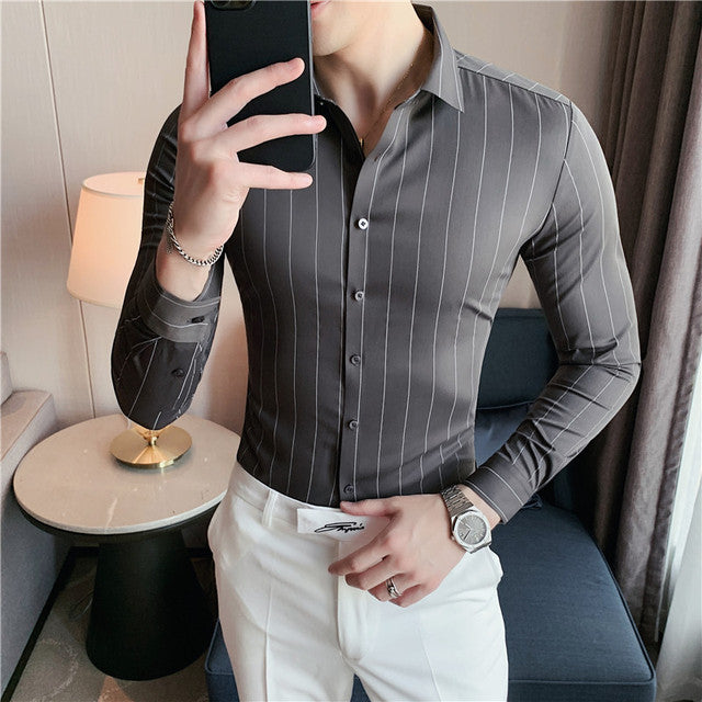 Long Sleeve Striped Formal Shirts