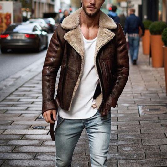 Fashion Leather Motorcycle Winter Jacket