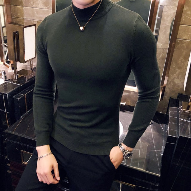 Long Sleeve Knitted Slim Fit Turtleneck Sweater