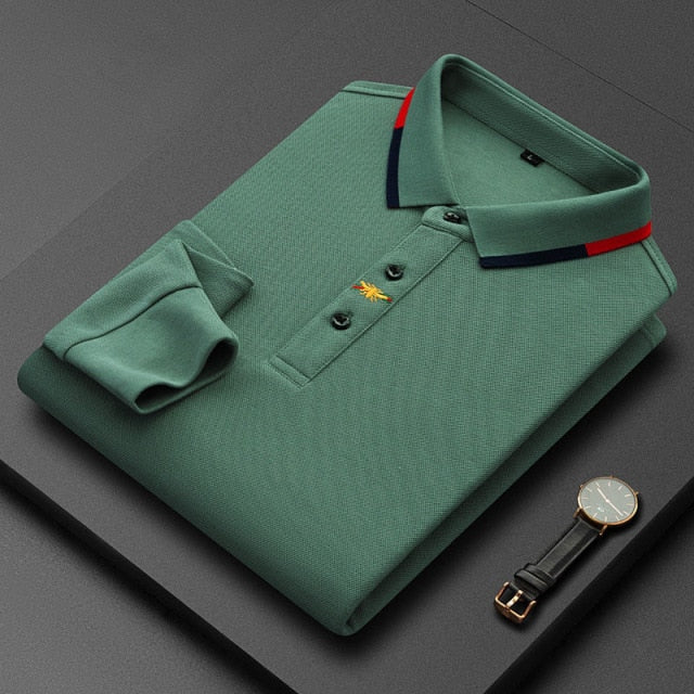 Fashion embroidery leisure long sleeve polo shirt