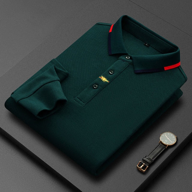 Fashion embroidery leisure long sleeve polo shirt