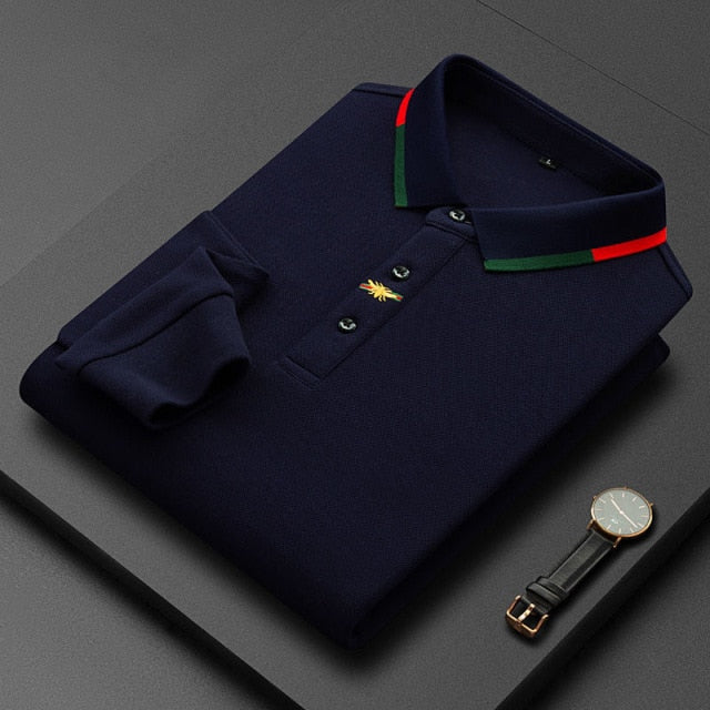 Fashion embroidery leisure long sleeve polo shirt