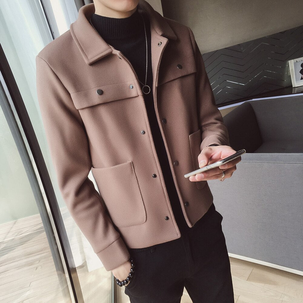 Wool Blends Trench Slim Casual Jacket