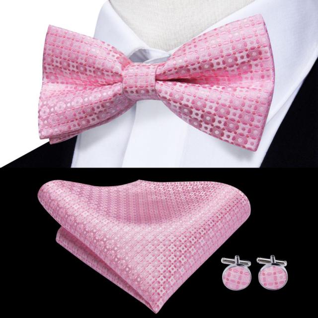 Jacquard Silk Bowtie Handkerchief Cufflinks Set