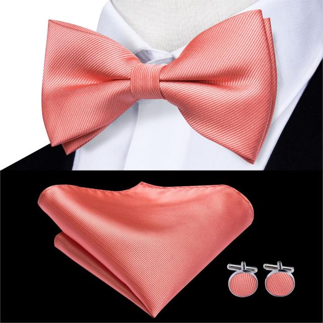 Jacquard Silk Bowtie Handkerchief Cufflinks Set