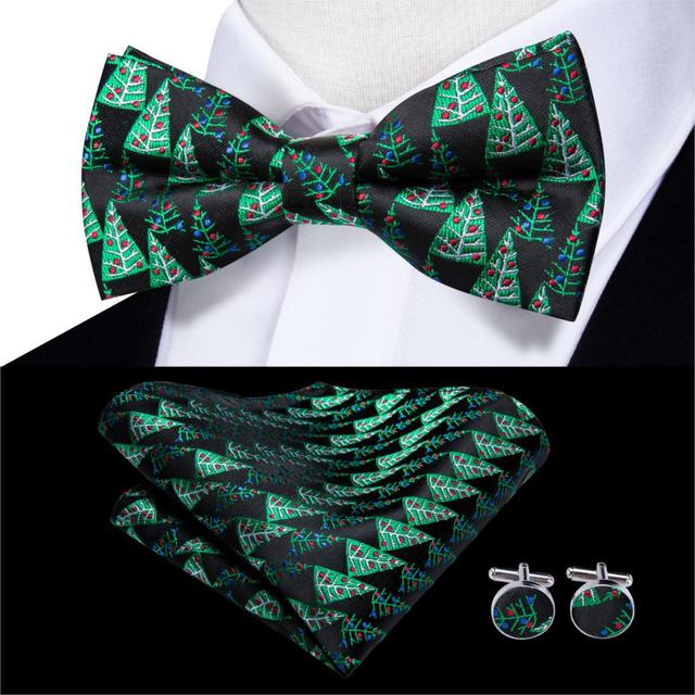 Jacquard Silk Bowtie Handkerchief Cufflinks Set