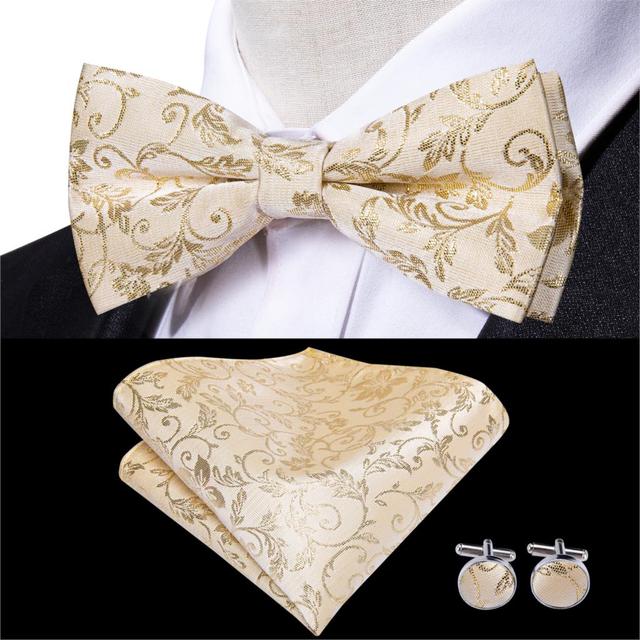 Jacquard Silk Bowtie Handkerchief Cufflinks Set