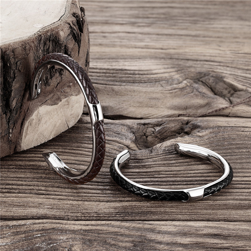 Hand Woven Leather Charm Bracelet