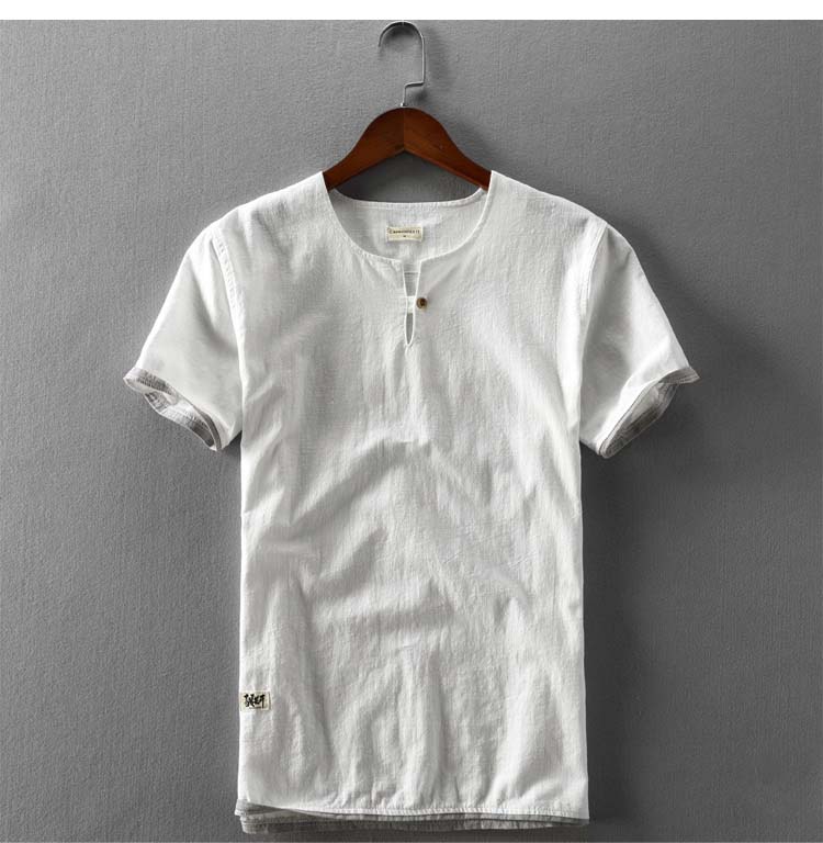 Cotton Linen Simple Patchwork Shirt