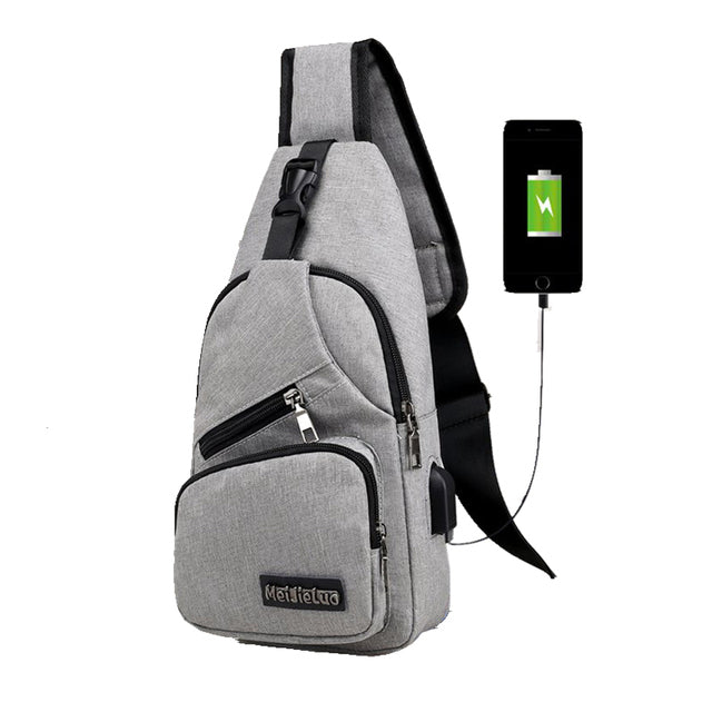 Waterproof USB Man Anti-Theft Crossbody Bag