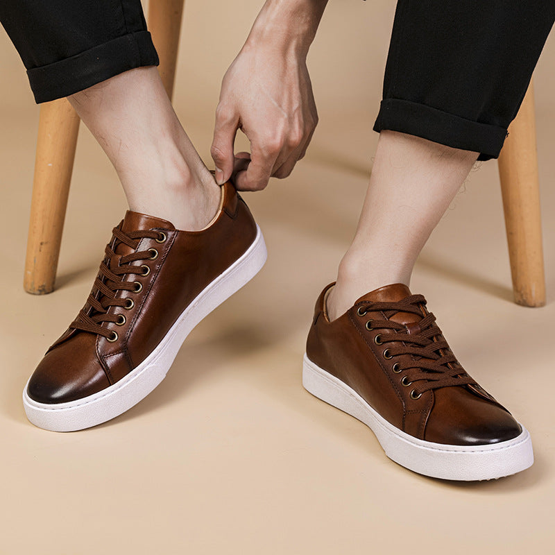 Casual Shoes Genuine Leather Lace Up Sneakers
