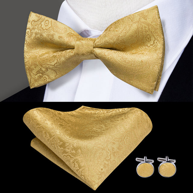 Butterfly Pre-Tied Bow Tie with Pocket Square & Cufflinks