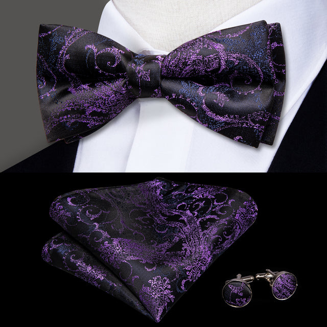 Butterfly Pre-Tied Bow Tie with Pocket Square & Cufflinks