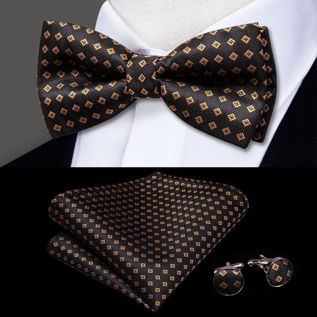 Butterfly Pre-Tied Bow Tie with Pocket Square & Cufflinks