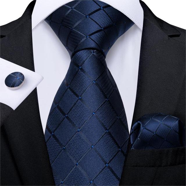 Black Silver Ties | Handkerchief Cufflinks Set | TOXYNO
