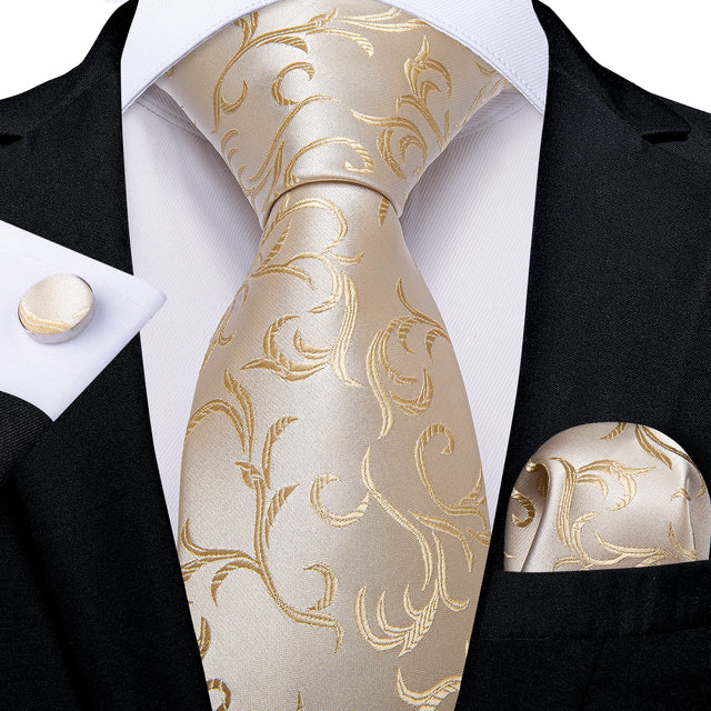 Black Silver Ties Handkerchief Cufflinks Set