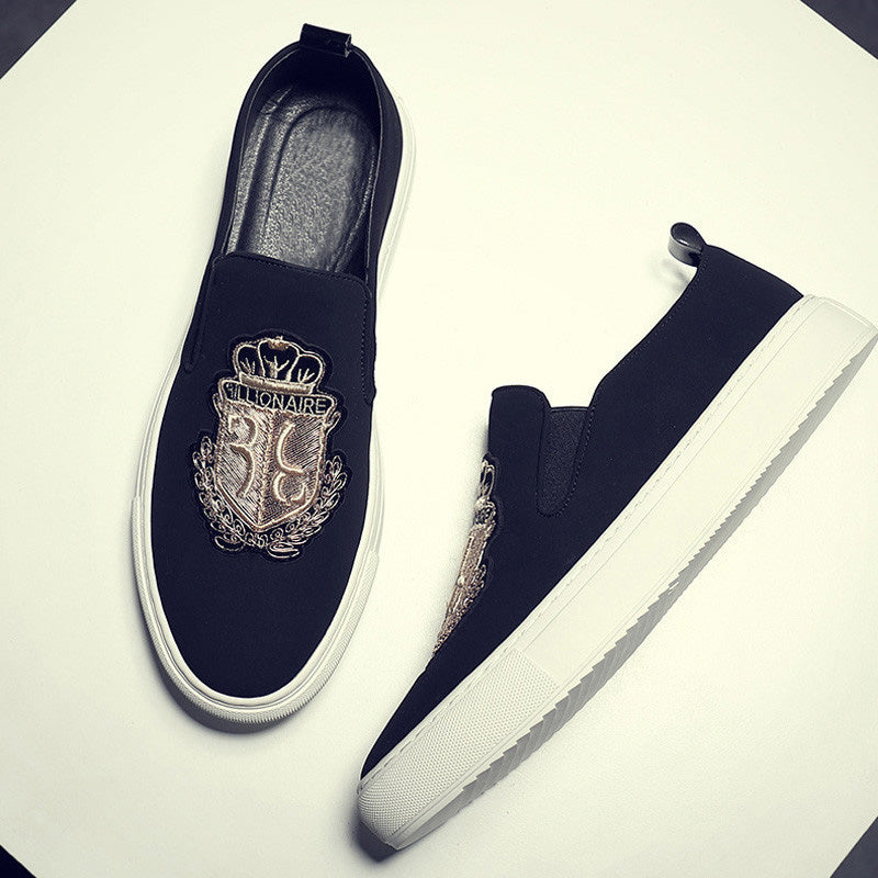 Slip-On Embroidery Suede Leather Loafers