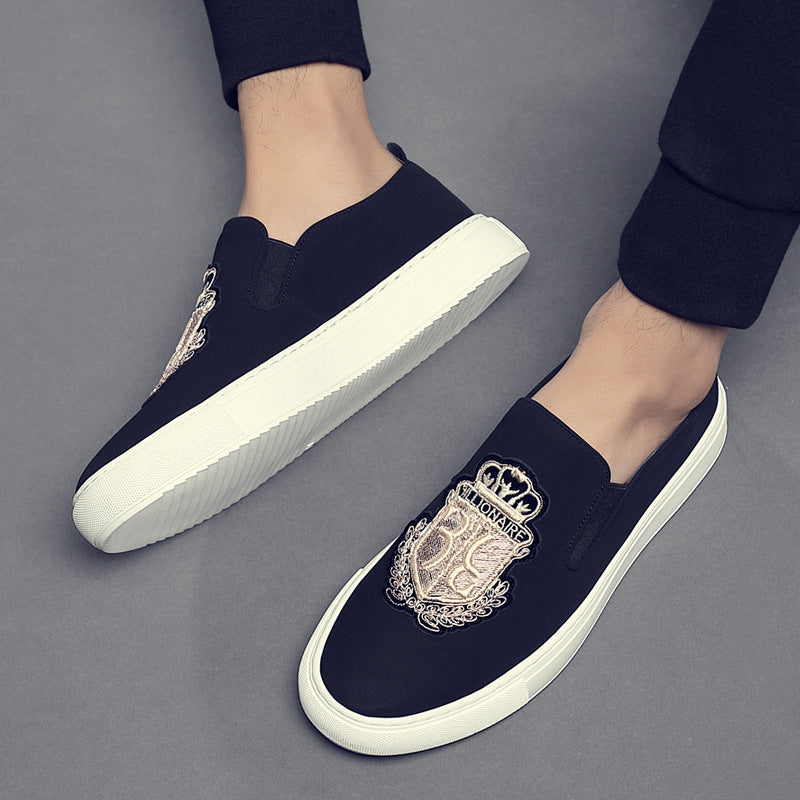 Slip-On Embroidery Suede Leather Loafers