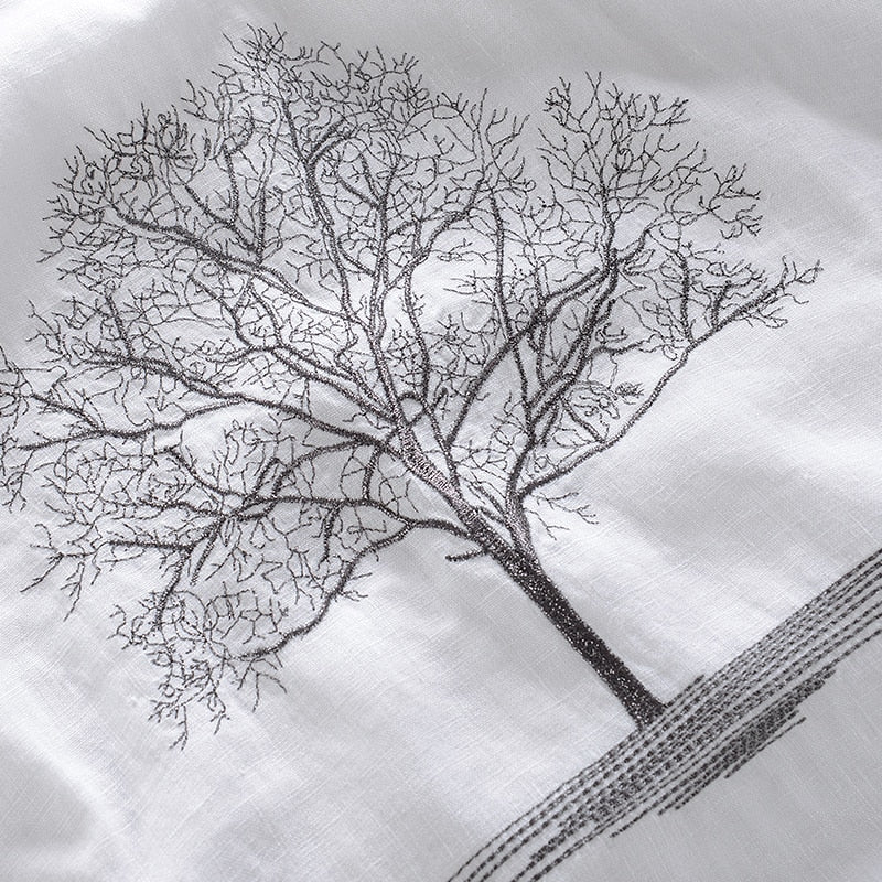 Embroidery Flax Short Sleeve T-shirt